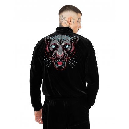 Černá prémiová pánská sametová mikina + swarovski VANTA - zadní pohled